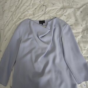 Emporio Armani Baby Blue Women's Cowl Neck Blouse